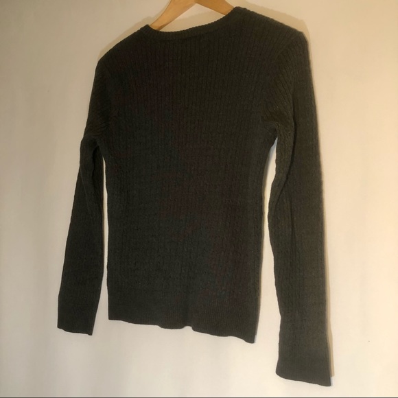 JEANNE PIERRE CABLE STITCH KNIT SWEATER WOMENS MEDIUM 100% COTTON DARK GREY - Picture 6 of 6